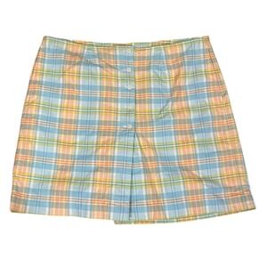LizGolf‎ by Liz Claiborne Plaid Golf Skort Pastel Blue Orange Yellow Size 18